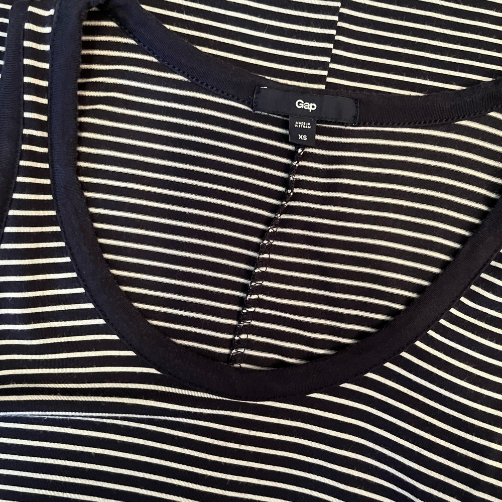 Navy / white striped maxi dress